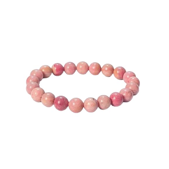 Relieve Stress with Rhodonite Gemstone Bracelet - 8mm Natural Crystals for Reiki Healing and Chakra Balance Default Title